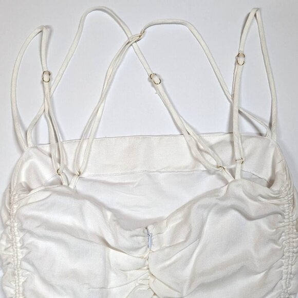 Rumer The Label Dress Mecca Mini 100% Linen Bodycon Going Out Party White Small - Picture 8 of 15